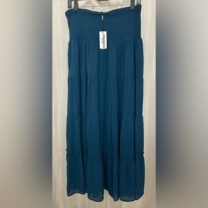 NWT Zeagoo Women’s Dark Teal Blue Tiered Lined Maxi Skirt SZ XXL